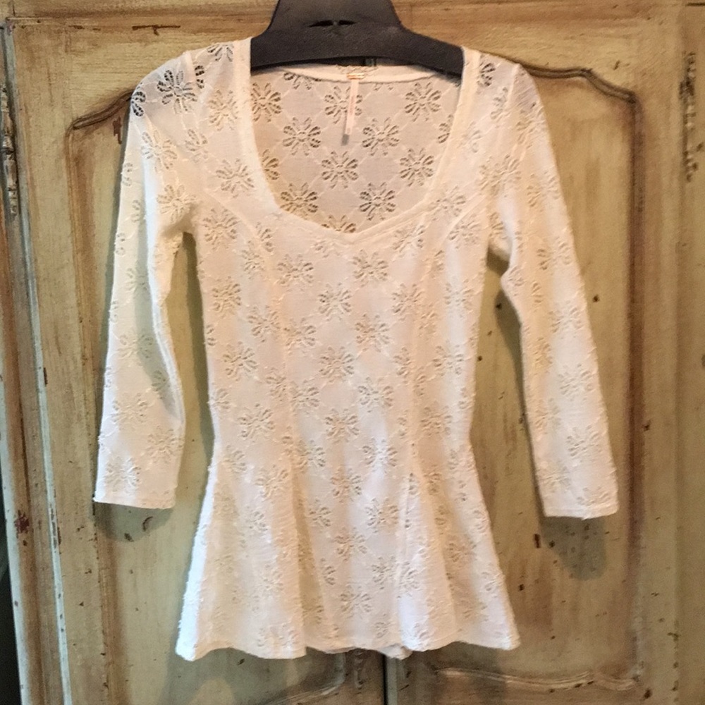 Free People cream lace top